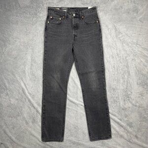 Levis Premium 501 Straight Leg Jeans 28x32 100% Cotton Mens Black Wash Big E New